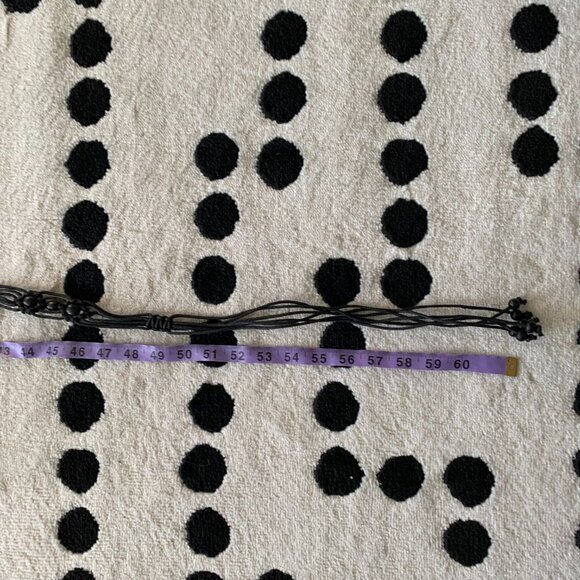 Vintage Y2K Boho Hippie Wood Beaded Black Leather Cord Rope Fringe Tie Hip Belt - Picture 8 of 9